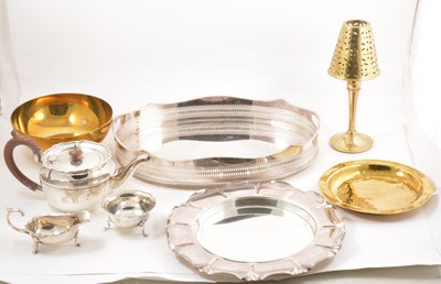 Lot 191 - Silver plated oval gallery tray, etc