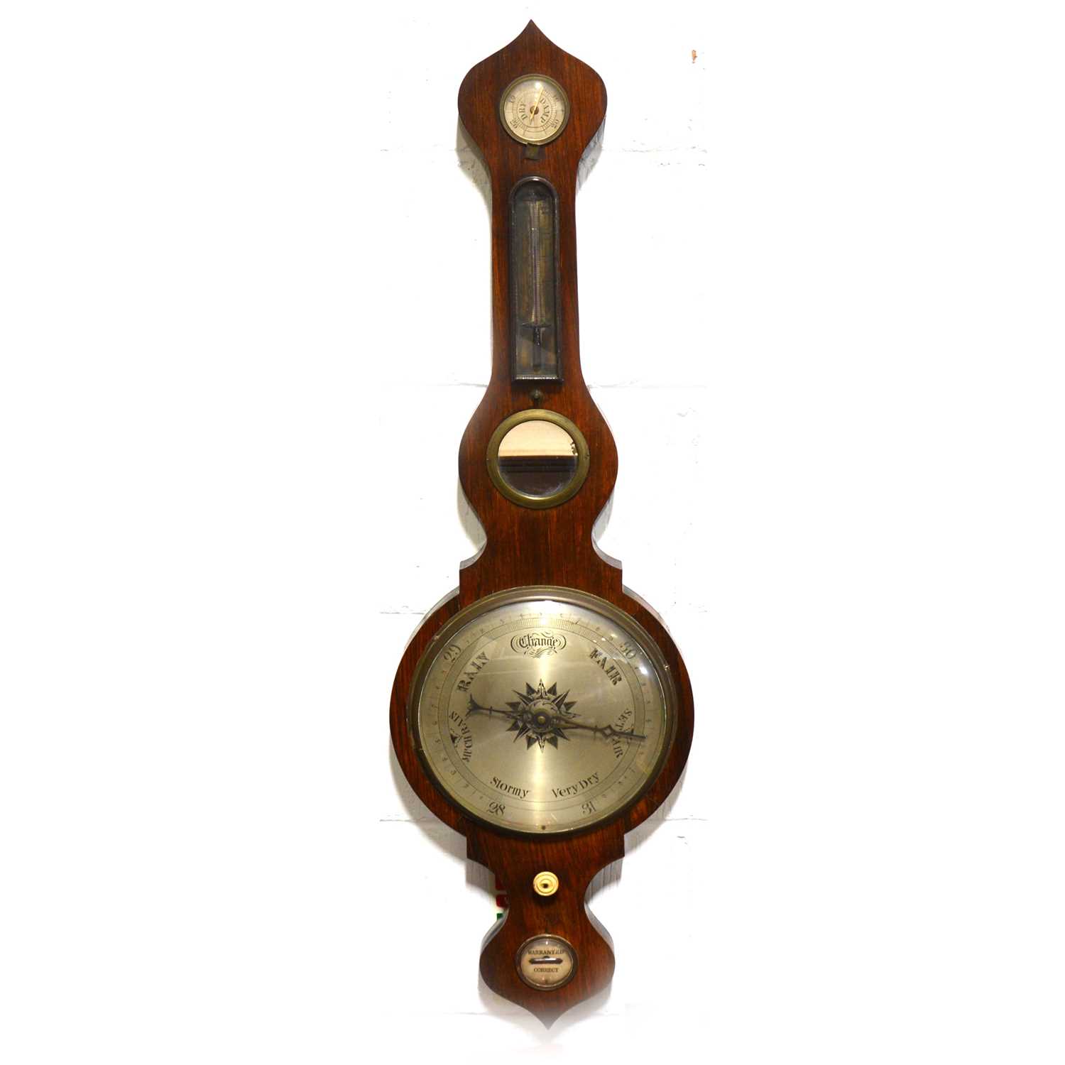 Lot 484 - Victorian walnut barometer,