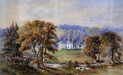 Lot 455 - W Searle, A Country House, signed and dated 1877, watercolour, 28cm x 46cm.