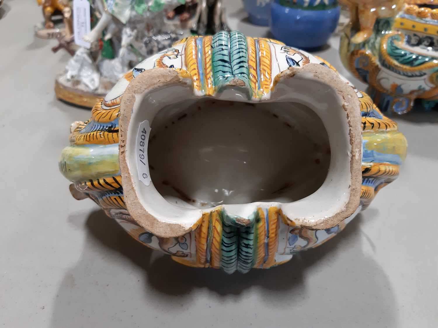 Lot 23 A pair of Italian maiolica table salts,