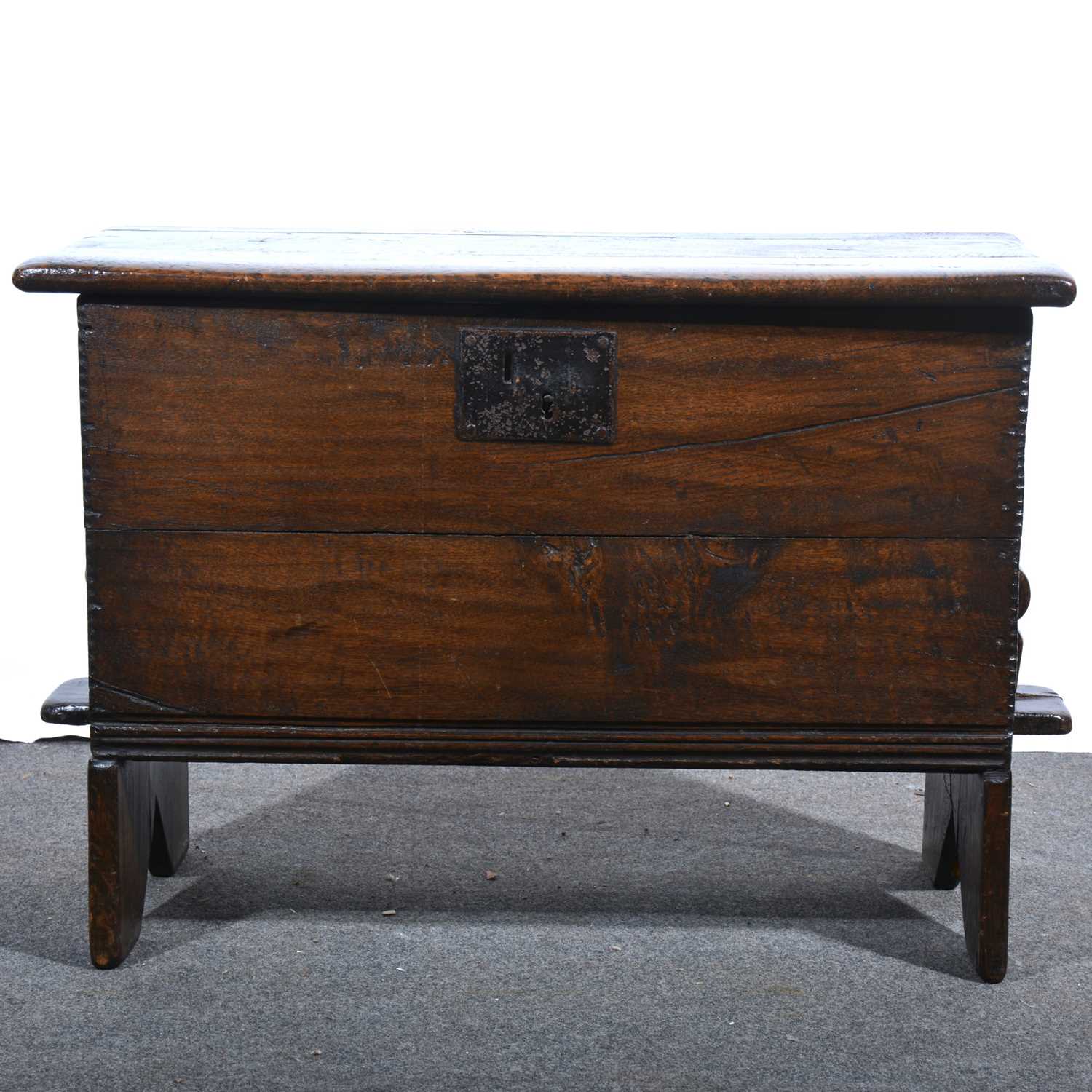 Lot 54 - A joined oak small coffer, 18th Century and later.