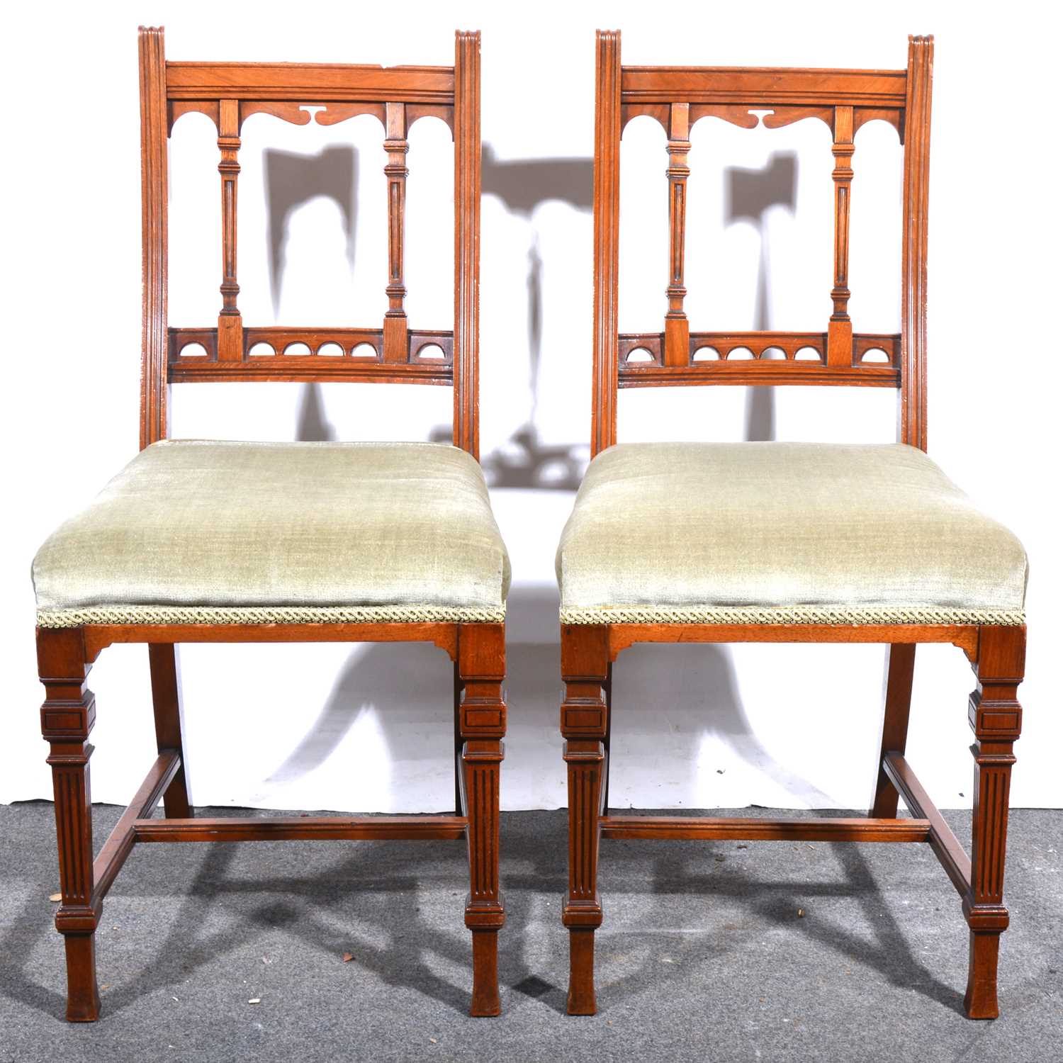 Lot 35 - A pair of late Victorian walnut single chairs