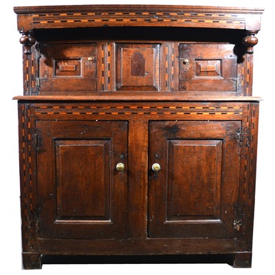 Lot 142 - A Welsh joined oak court cupboard, 17th Century