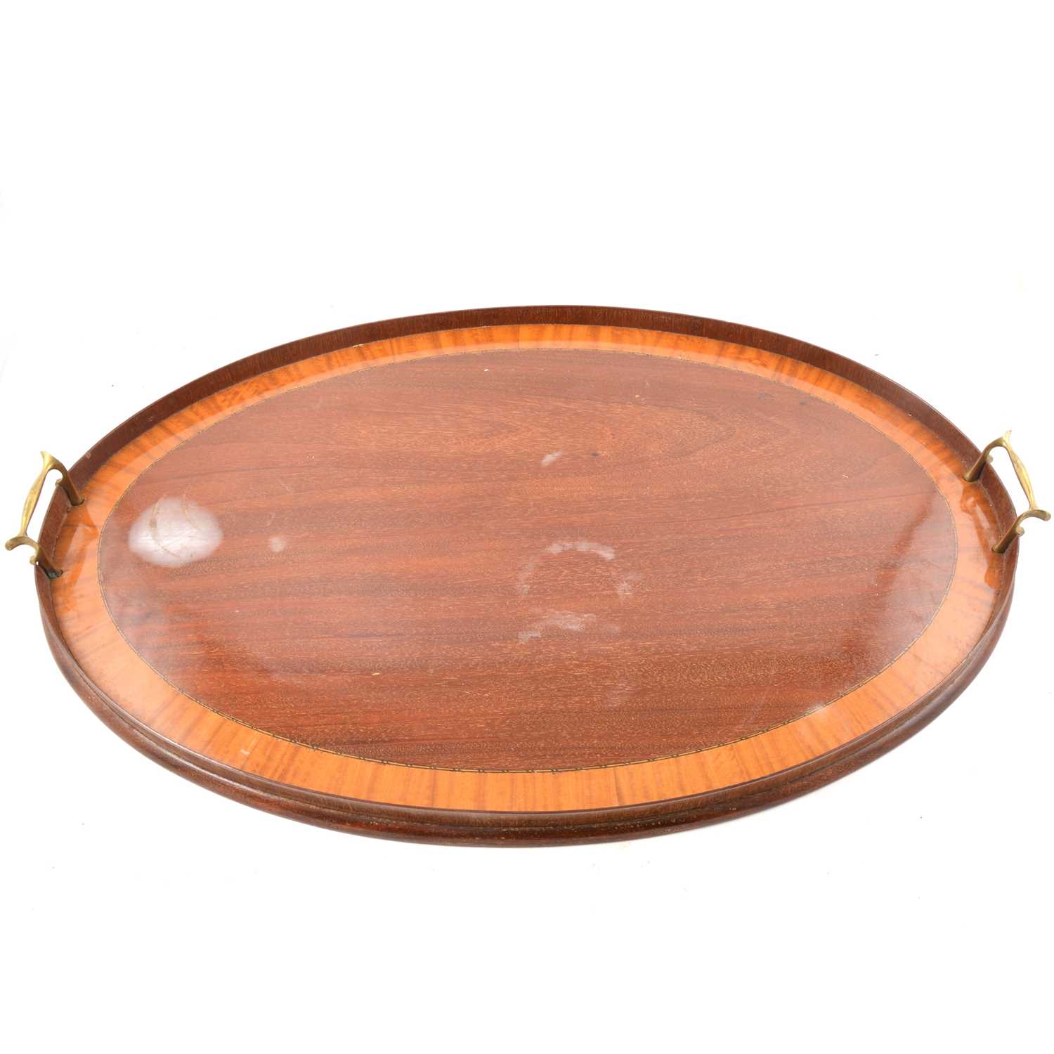 Lot 528 - Edwardian mahogany oval tray