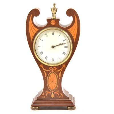 Lot 280 - Edwadian inlaid mahogany balloon mantel clock