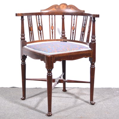 Lot 524 - Edwardian inlaid mahogany corner chair