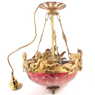 Lot 534 - Brass hanging light fitting