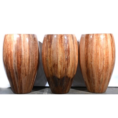 Lot 533 - Three large lacquered wood planters