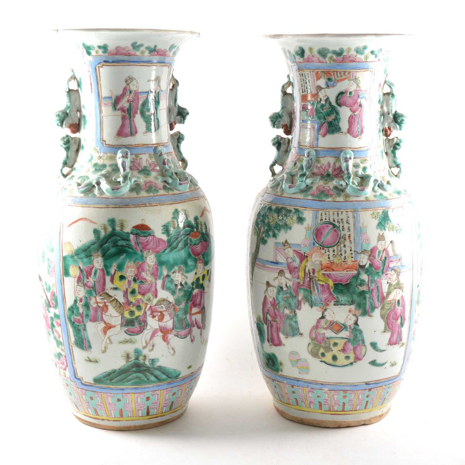 Lot 3 - A pair of large Chinese famille rose vases, 19th Century