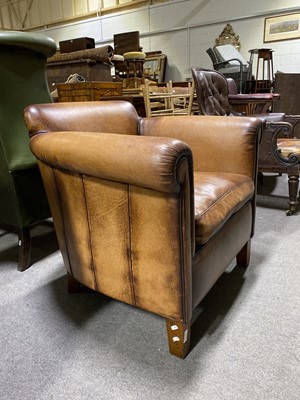 Lot 536 - Contemporary leather tub chair.