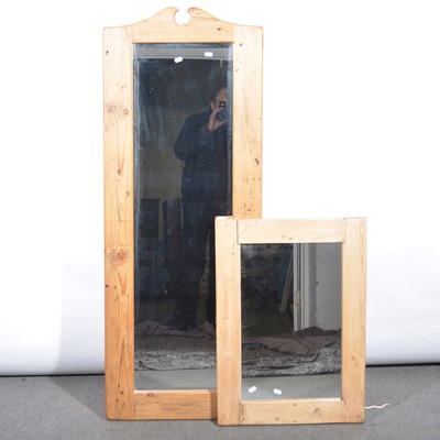 Lot 455 - Two modern pine wall mirrors.