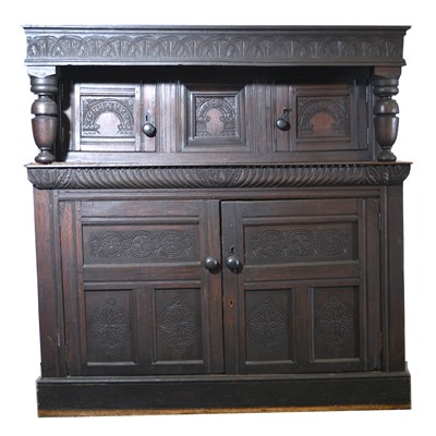 Lot 441 - Joined oak press cupboard