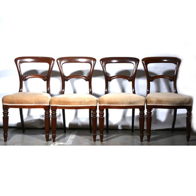 Lot 496 - Set of six Victorian mahogany balloon-back dining chairs.