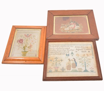 Lot 192 - Victorian samplers, woolwork panels, etc.