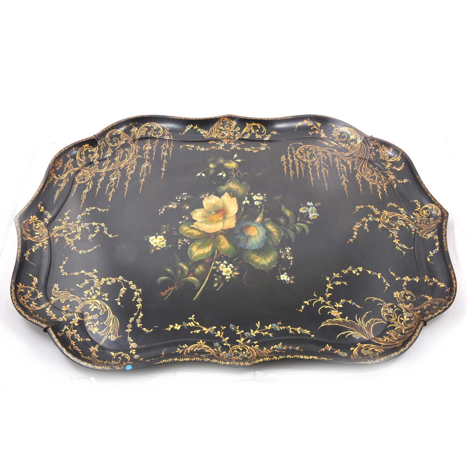 Lot 106 - A large Victorian painted papier-mache tray.
