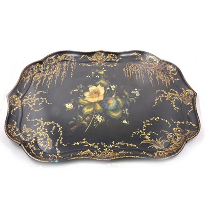 Lot 106A - A large Victorian painted papier-mache tray.