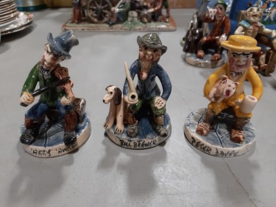 Lot 72 - Will Young Devonshire pottery group, 'Bringing home the old grey mare', and seven similar figures