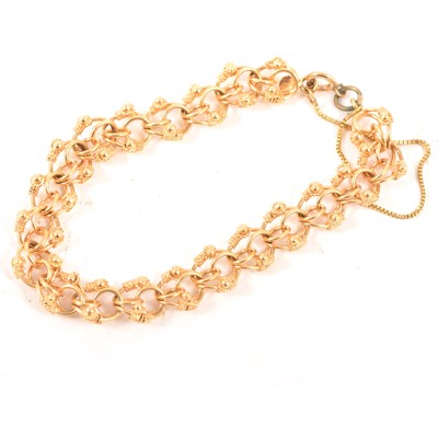 Lot 195 - A yellow metal link bracelet