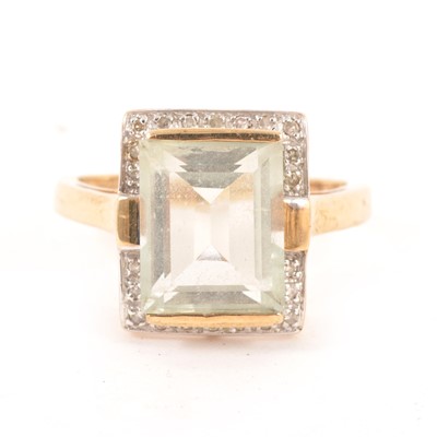 Lot 185 - A mint quartz and diamond ring.