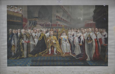 Lot 429 - Edwardian print, Coronation of Edward Edward VII & Queen Alexandra