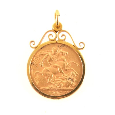 Lot 240 - A Gold Full Sovereign pendant.