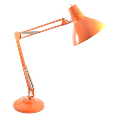 Lot 134 - A 1960's orange angle poise lamp by 1001 Lamps London.