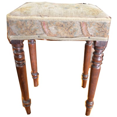 Lot 439 - Victorian mahogany stool, needlework upholstery