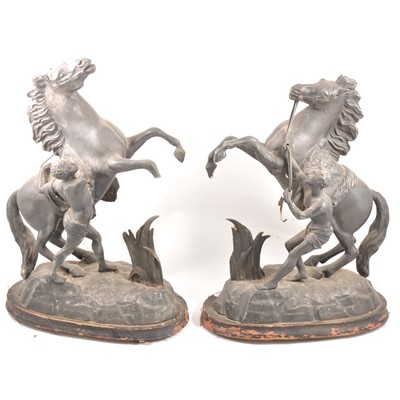 Lot 224 - A pair of spelter Marly horses