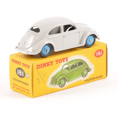 Lot 78 - Dinky Toys; no.181 Volkswagen, light grey body, blue ridged hubs, in original box.