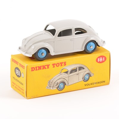 Lot 78 - Dinky Toys; no.181 Volkswagen, light grey body, blue ridged hubs, in original box.