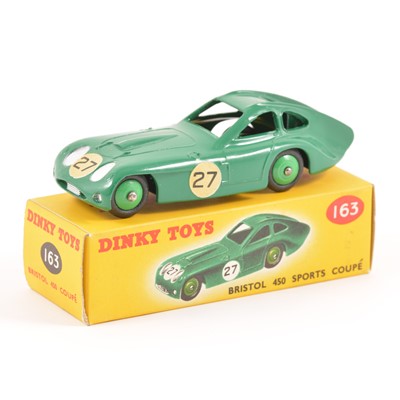 Lot 79 - Dinky Toys; no.163 Bristol 450 Sports Coupe, green body, green ridged hubs, in original box.