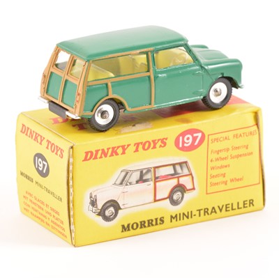 Lot 81 - Dinky Toys; no.197 Morris Mini-Traveller, lemon interior, dark green body, chrome spun hubs