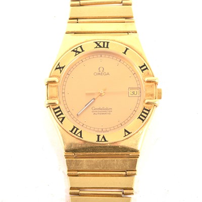 Lot 231 - Omega - a gentleman's 18 carat yellow gold Automatic Constellation Chronometer wristwatch and part of bracelet.