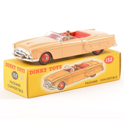 Lot 88 - Dinky Toys; no.132 Packard Convertible, beige body, red seats, red ridged hubs, in original box.