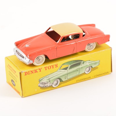 Lot 101 - French Dinky Toys; no.24Y Studebaker Commander, two-tone orange and cream body, silver ridged hubs, in original box.