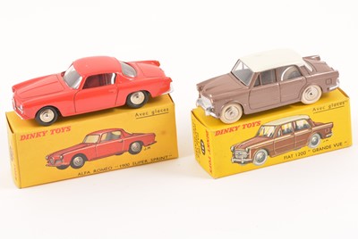 Lot 103 - Two French Dinky Toys; 24J Alfa Romeo 1900 Super Sprint (cracked front windscreen), no.531 Fiat 1200 Grande Vue, both in original box.