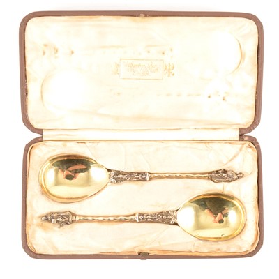 Lot 67 - A pair of silver gilt apostle spoons
