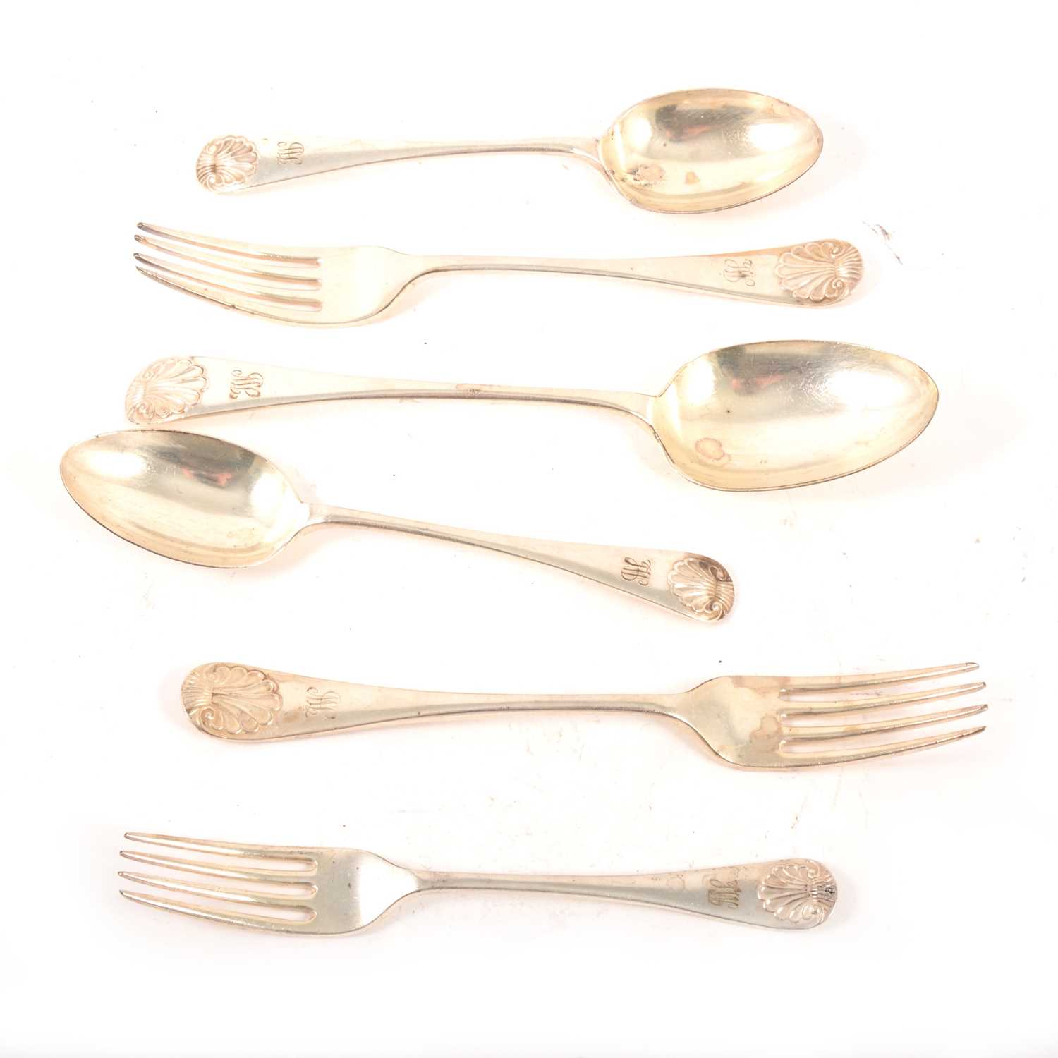 Lot 170 - Silver and silver-plated flatware in the Old