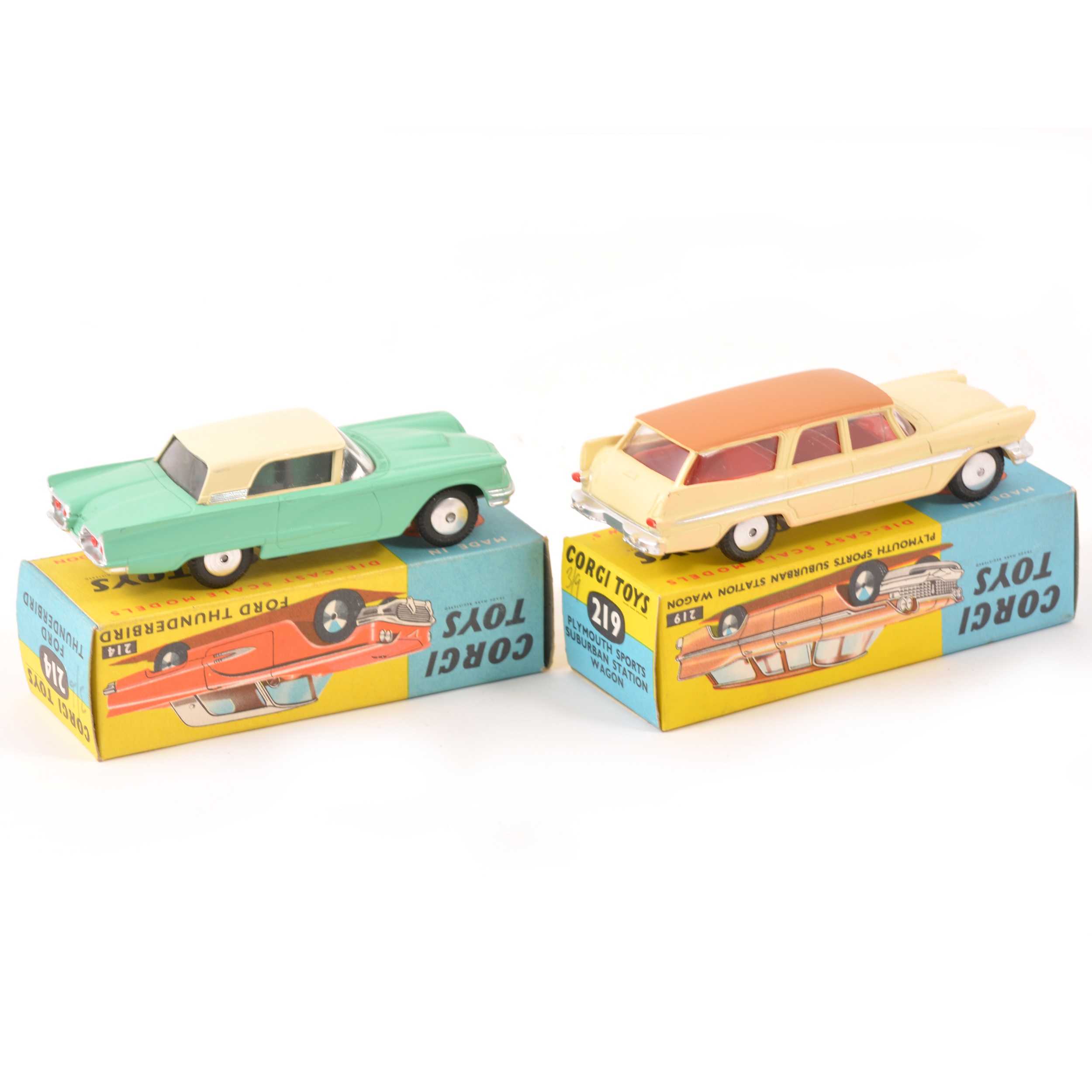 Lot 128 - Two Corgi Toys; no.219 Plymouth Sports