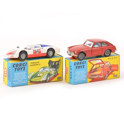 Lot 129 - Two Corgi Toys; no.327 M.G.B G.T, no.330 Porsche Carrera 6, both in original boxes.