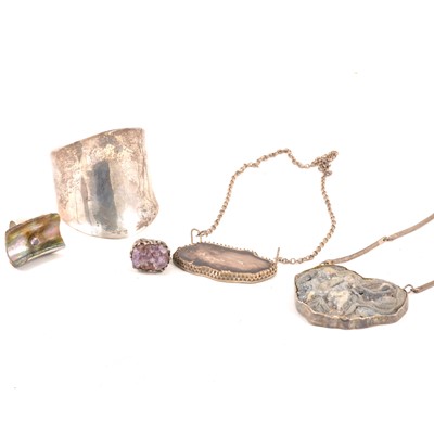 Lot 215 - 1970's silver jewellery with natural crystal etc.