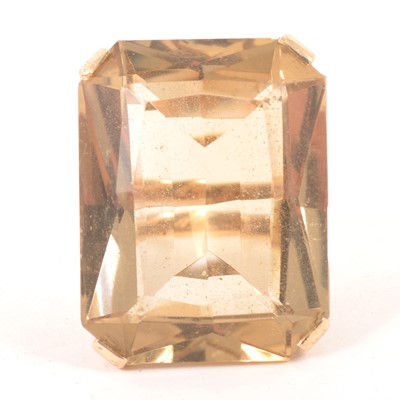 Lot 186 - A 1960's large smoky quartz dress ring