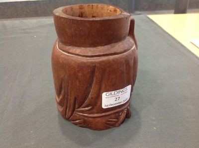 Lot 27 - Chinese carved hardwood brush pot