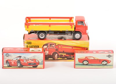 Lot 176 - Tekno and Mercury die-cast models; three including no.914 Ford D-Truck, no.29 Giulia Canguro, no.33 Alfa Romeo, all boxed.