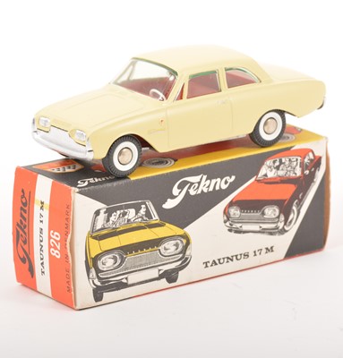 Lot 171 - Tekno Toys Denmark; no.826 Taunus 17M, pale yellow body, red interior, in original box.