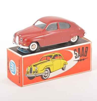 Lot 174 - Tekno Toys Denmark; no.821 Saab 93, maroon/dark red body, in original box.