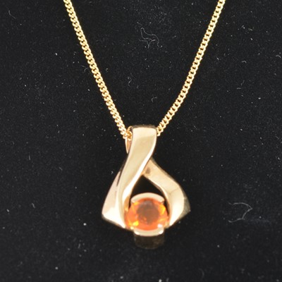 Lot 218 - A Mexican fire opal pendant and chain.