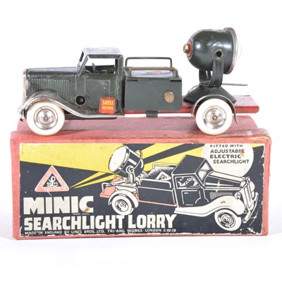 Lot 68 - Tri-ang Line Bros Minic tin-plate Searchlight Lorry, with bulb and original card box.