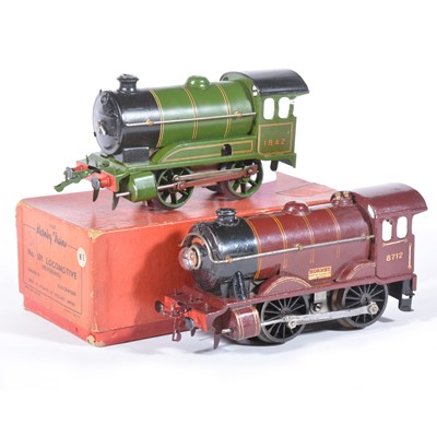 Lot 2 - Two Hornby O gauge model railway locomotives; electric 20-volt LMS brown and 501 green