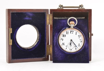 Lot 233 - Silver plated pocket watch, cased